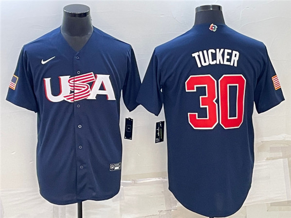 Men's USA Baseball #30 Kyle Tucker 2023 Navy World Baseball Classic Stitched Jersey